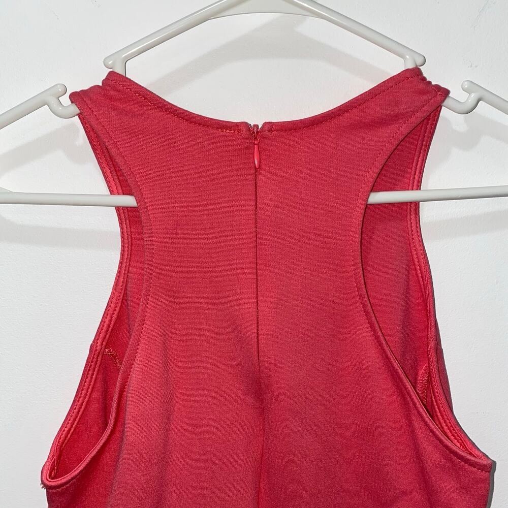 Lulu's Coral Pink Bodycon Dress, Women's XS, Asymmetrical Midi Tank - Picture 6 of 8